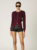 Baxter Stripe Cardigan in Oxblood