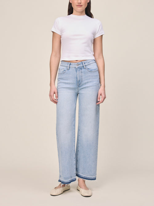 ICN Cropped Wide Leg Jean in Ice Age