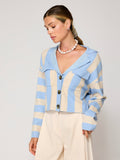 Bradley Stripe Cardigan in Blue & White