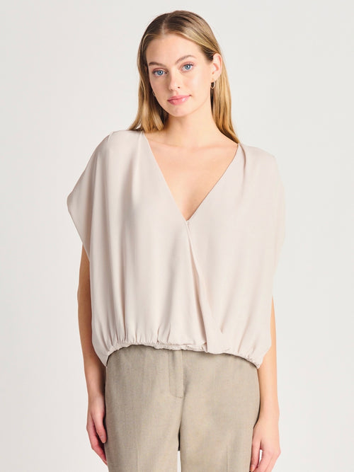 Clearly Chiffon Blouse in Light Stone