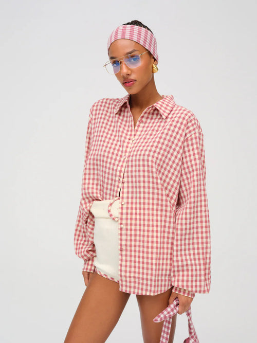 Georgia Gingham Button Down in Mauve