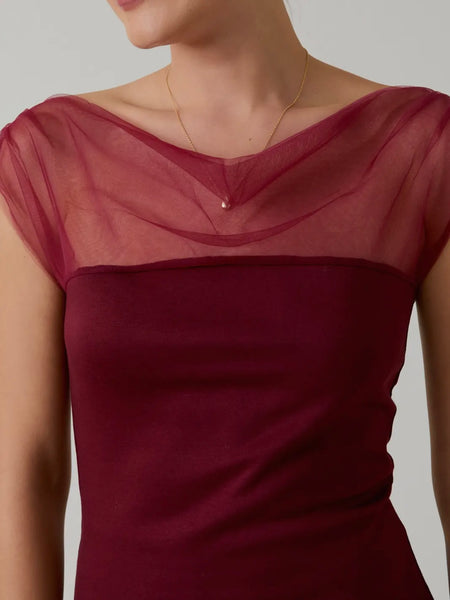 Meshed To Perfection Top in Burgundy