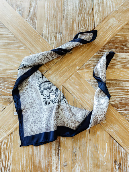 Retro Paisley Scarf in Navy