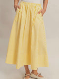 Stay Striped Maxi Skirt in Yellow