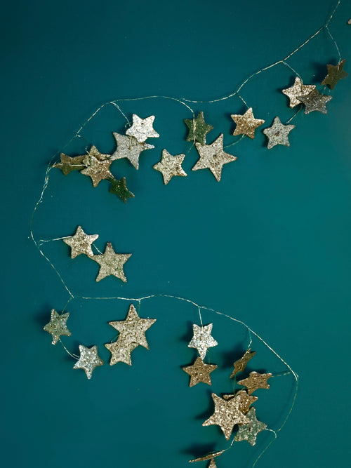 Glitter Star Garland in Gold