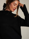 Nova Cashmere Roll Neck Sweater in True Black