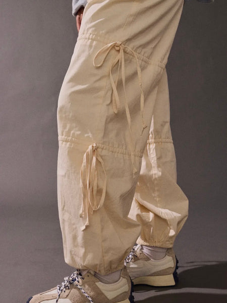 Tied To Side Joggers in White Melange
