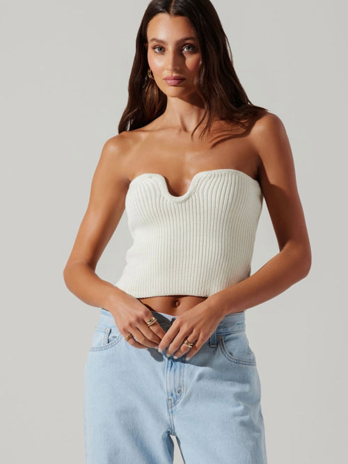 Kailee Strapless Sweater in Off White