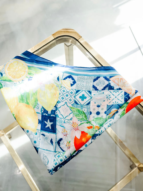 Lemon-y Fresh Bandana Scarf in Blue
