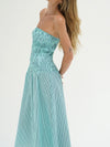 Kapaia Strapless Dress in Teal Stripe