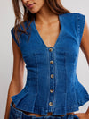 Dylan Denim Vest in Medium Blue
