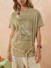 Mermaid Truckstop Biker Tee in Khaki