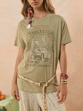 Mermaid Truckstop Biker Tee in Khaki