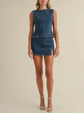 Back To Business Denim Skirt in Dark Blue