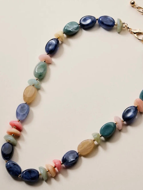 Waterside Beaded Necklace in Blue