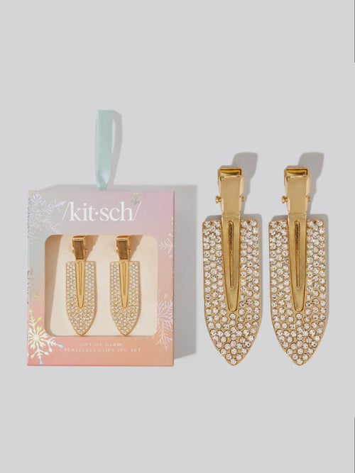 Holiday Gift of Glam Creaseless Clips 2pc Set in Rhinestone