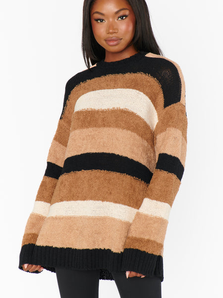 Timothy Tunic Sweater in Neutral Multi Stripe Knit