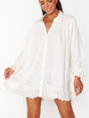 Leona Mini Dress in White Lace Embroidery