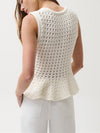 Anna Peplum Knit Tank in White