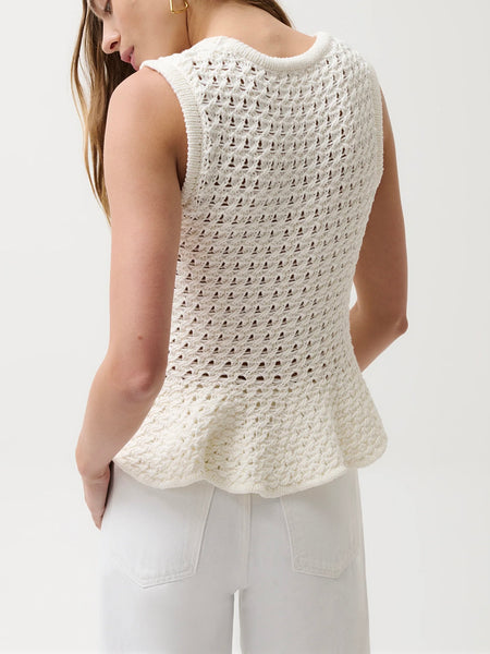 Anna Peplum Knit Tank in White