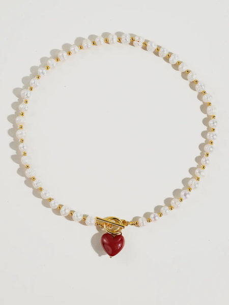 Wren Pearl Heart Necklace
