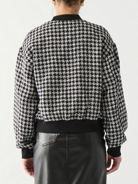 The Truth Is Houndstooth Bomber in Black/White