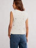 Plumeria Floral V Tank in Ivory Combo