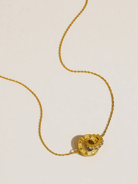 Glazine CZ Circle Pendant Necklace