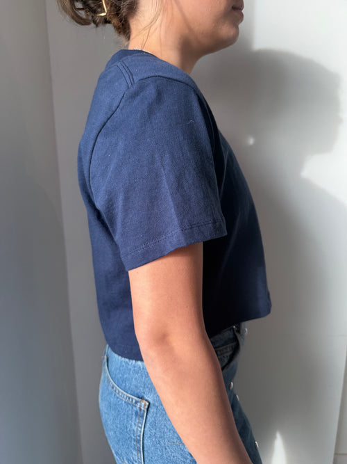 Out of the Boxy Crop Tee in Navy