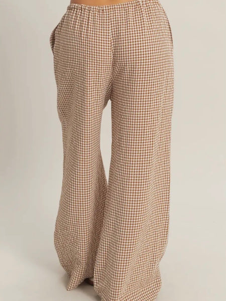 Bring The Gingham Pant in Brown