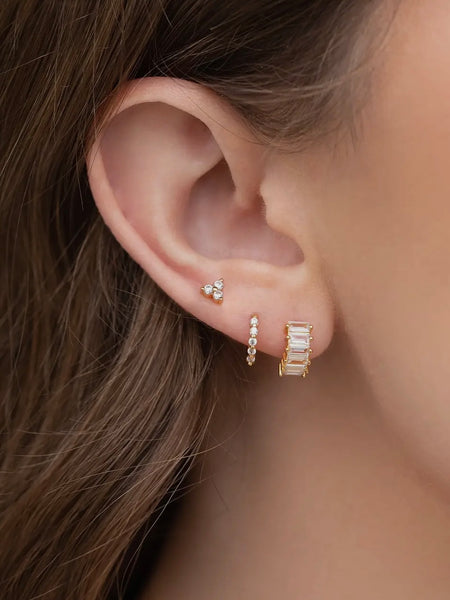 Bling Baguette Huggie Hoops