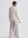 Tara Pointelle Half Zip in Egret