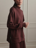 Novi Longline Mock Neck Sweat in Deep Mahogany