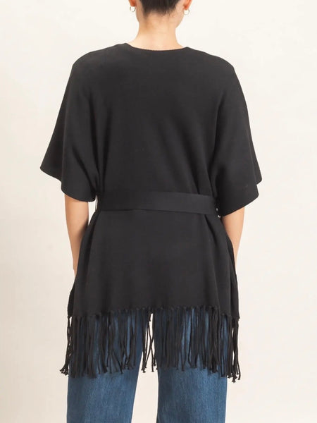 On The Fringe Sweater in Black