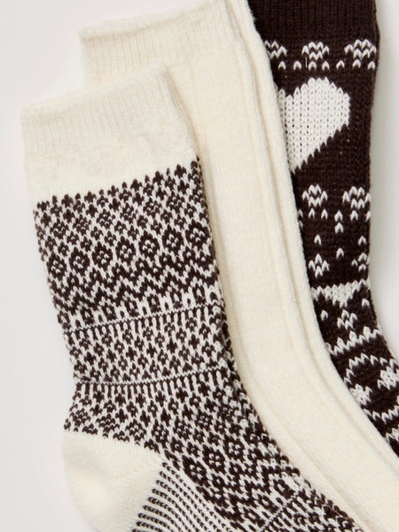 Nordic Knit Sock Pack in Brown Combo