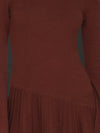 Asymmetrical Hem Mini Sweater Dress in Rust