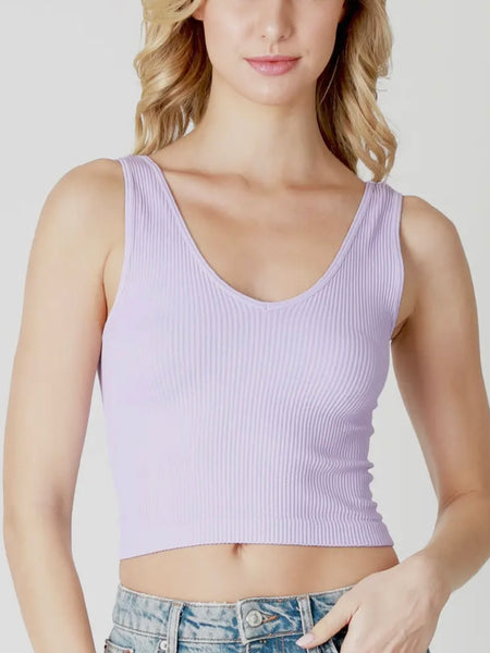 Either Way Ribbed Tank in Orchid Petal