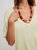 Nina V Neck Tee in Lemon Water
