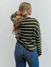 Piper Cabana Stripe Cardigan in Olive & Blue