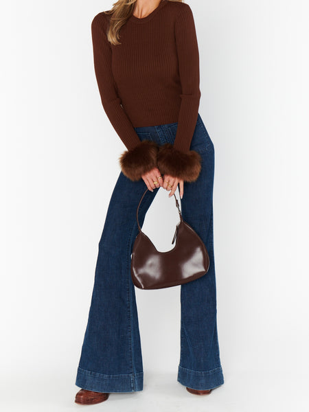 Fran Top in Chocolate Faux Fur