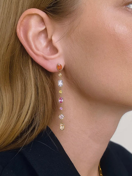 Isalaine Multi Color CZ Drop Earrings