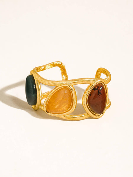 Auburn Stone Cuff Bracelet in Gold