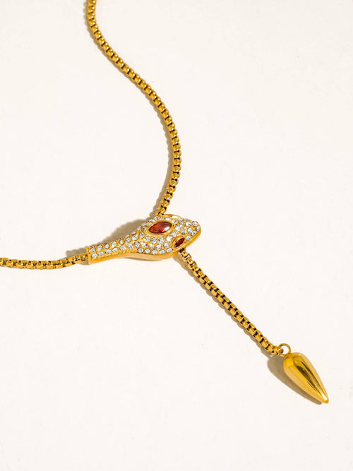 Nash CZ Snake Lariat Necklace