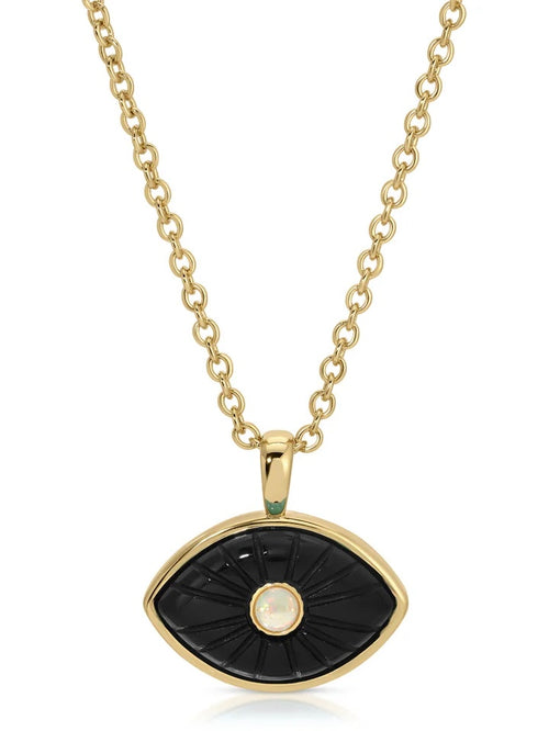 Protect Pendant Mini Necklace in Black & Opal