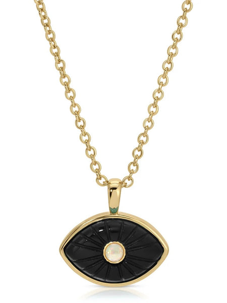 Protect Pendant Mini Necklace in Black & Opal