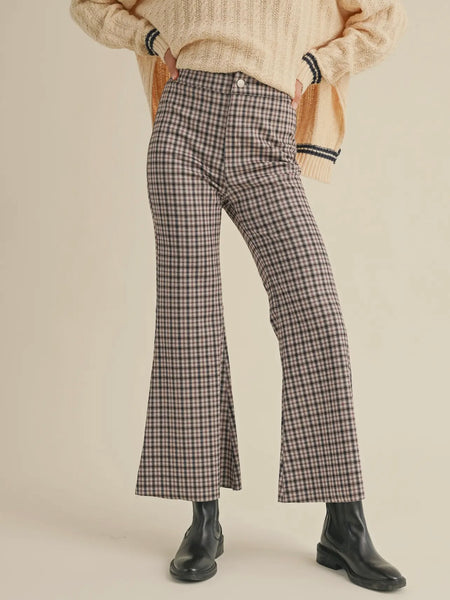 Tanner Trousers in Red Checkerboard Satin