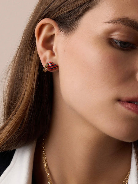 Campbell Enamel Heart Studs in Blue