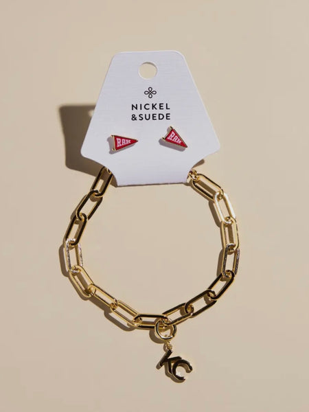 KC Charm Bracelet & Studs Set