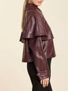 Faux Leather Cape Jacket in Burgundy