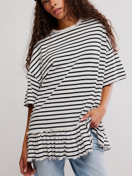 Why Yes Striped Tee in Black & White Combo
